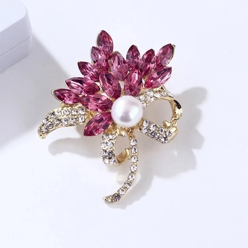 Fashion Pin Flamingo Butterfly Shell Alloy Inlay Artificial Diamond Women'S Brooches