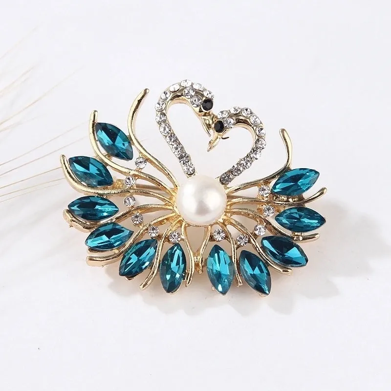 Fashion Pin Flamingo Butterfly Shell Alloy Inlay Artificial Diamond Women'S Brooches