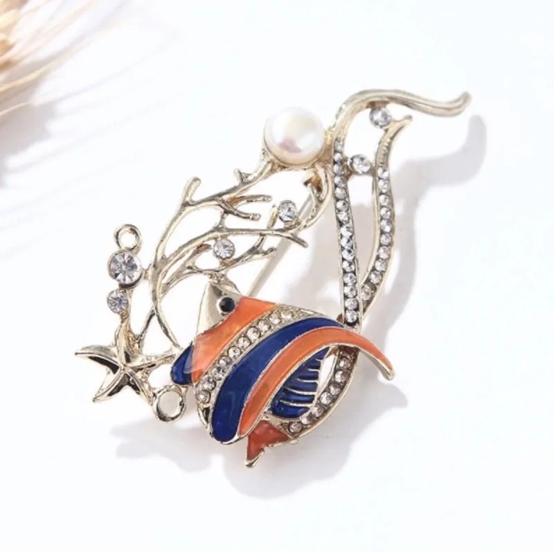 Fashion Pin Flamingo Butterfly Shell Alloy Inlay Artificial Diamond Women'S Brooches