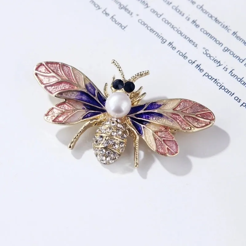 Fashion Pin Flamingo Butterfly Shell Alloy Inlay Artificial Diamond Women'S Brooches