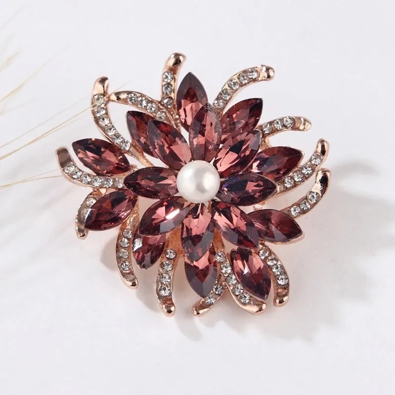 Fashion Pin Flamingo Butterfly Shell Alloy Inlay Artificial Diamond Women'S Brooches