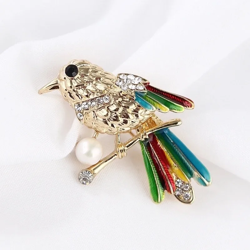 Fashion Pin Flamingo Butterfly Shell Alloy Inlay Artificial Diamond Women'S Brooches