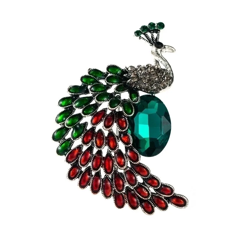 Fashion Pin Peacock Alloy Diamond Artificial Gemstones Women'S Brooches