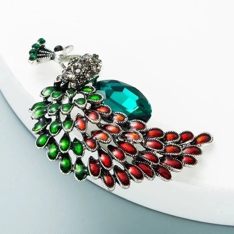 Fashion Pin Peacock Alloy Diamond Artificial Gemstones Women'S Brooches