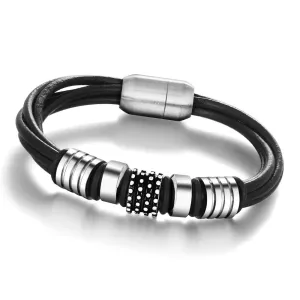 Fashion Rope China Men Bracelet Stainless Steel Genuine Leather For Men Bracelet Men Jewelry