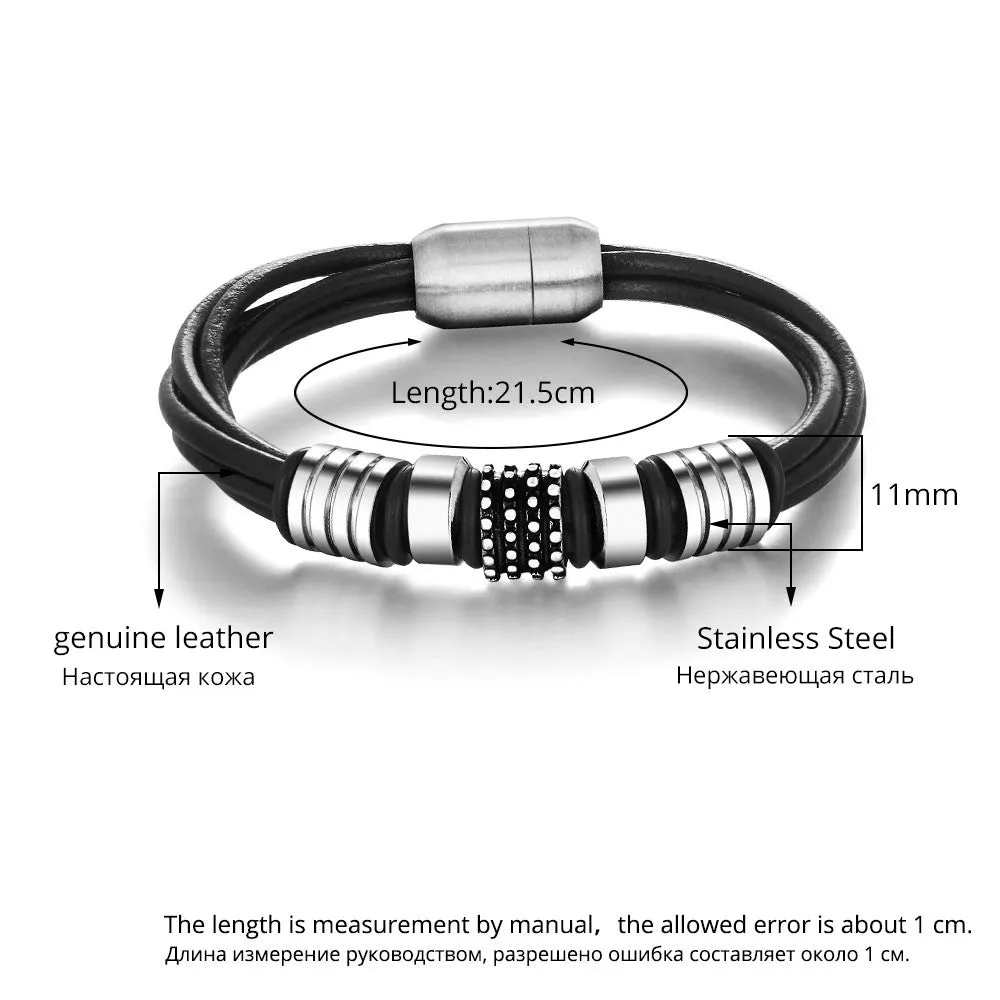 Fashion Rope China Men Bracelet Stainless Steel Genuine Leather For Men Bracelet Men Jewelry