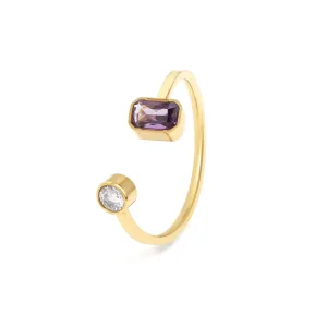 February Amethyst Birthstone Ring - Yellow Gold