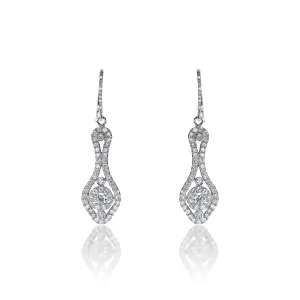 Fernanda 2 Carat Round Brilliant Diamond Shoulder Duster Earrings in 18k White Gold by Mike Nekta