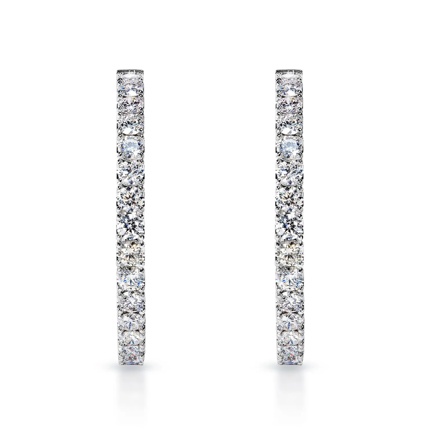 Finley 11 Carat Round Brilliant Cut Earth Mined Diamond Hoop Earrings in 14 Karat White Gold