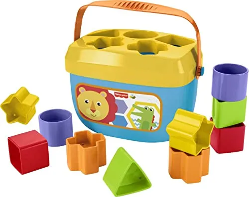 Fisher-Price Infant Gift Set with Baby’s First Blocks (10 Shapes) and Rock-a-Stack Ring Stacking Toy for Ages 6  Months (Amazon Exclusive)