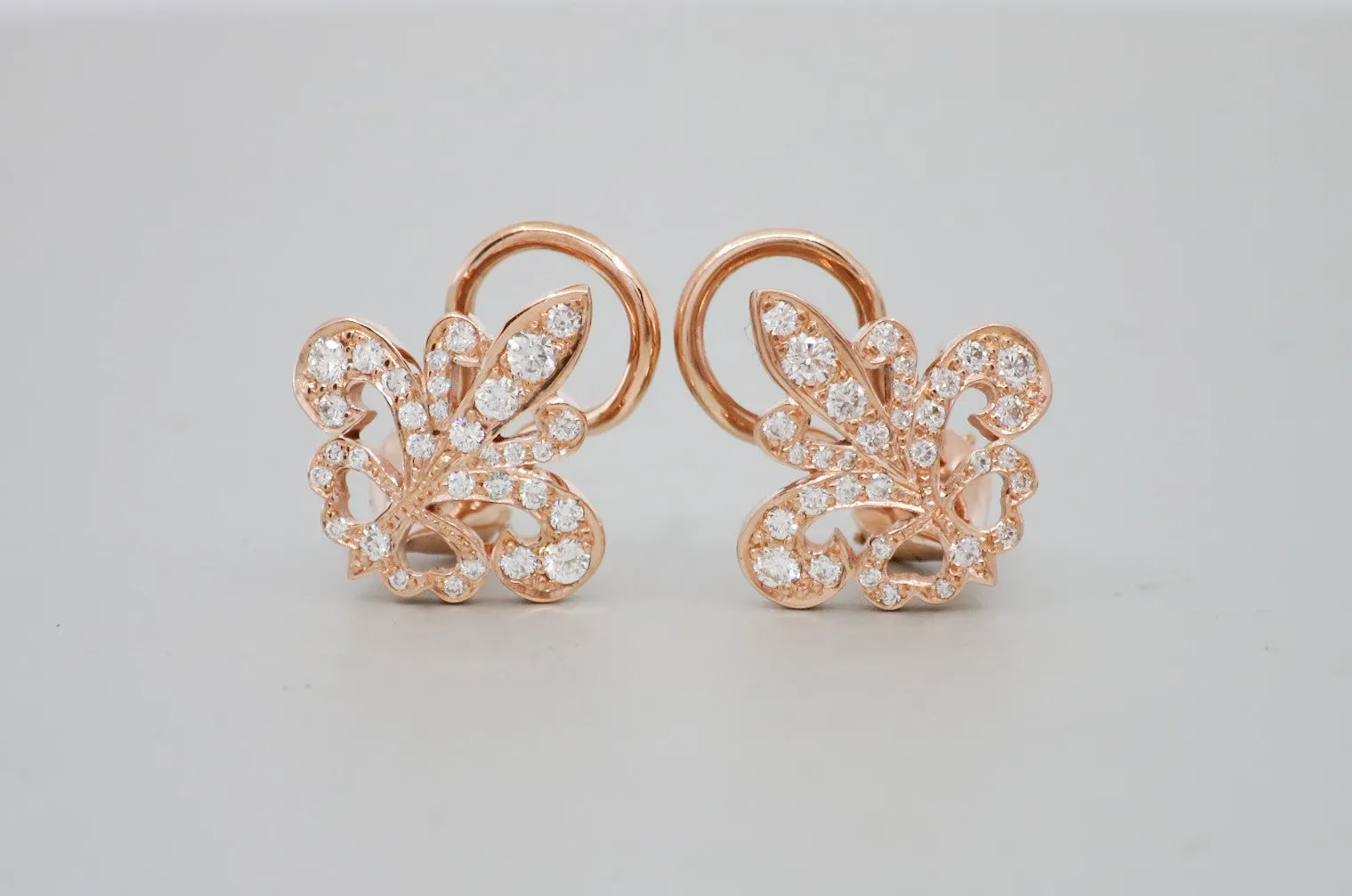 'Fleur De Lys' Earrings in Rose Gold