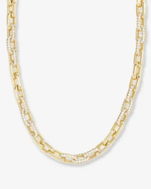 Frankie Pavé Chain Necklace 18" - Gold|White Diamondettes