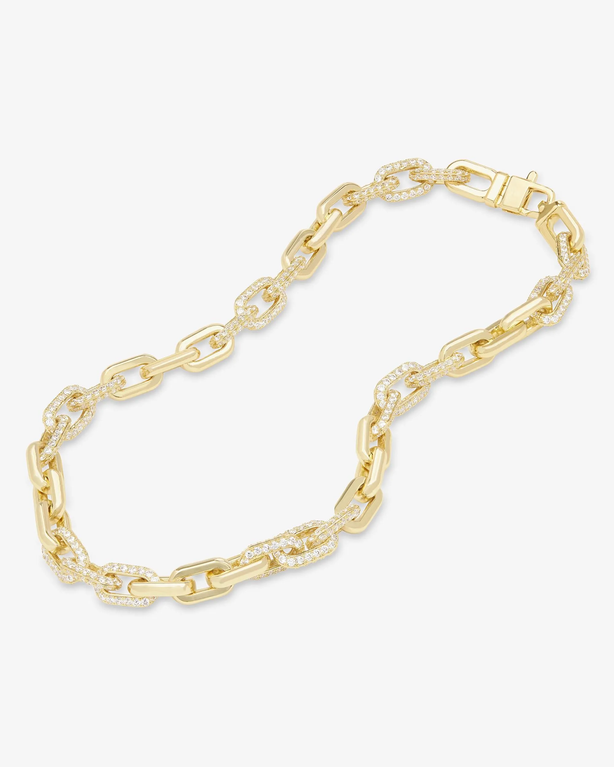 Frankie Pavé Chain Necklace 18" - Gold|White Diamondettes