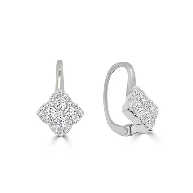 Frederic Sage 14K White Gold Fleur D'Amour Diamond Drop Earrings