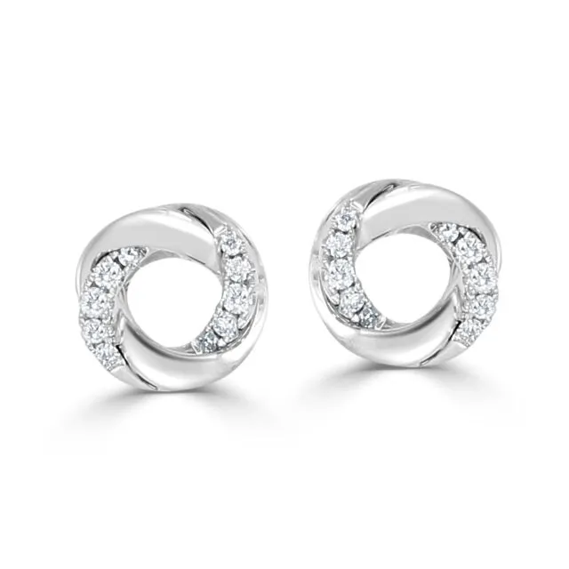 Frederic Sage 14K White Gold Mini Half Halo Diamond Stud Earrings