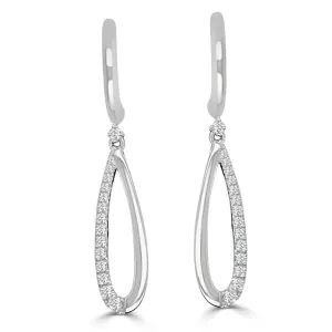 Frederic Sage 14K White Gold Open Elongated Pear Diamond Dangle Earrings