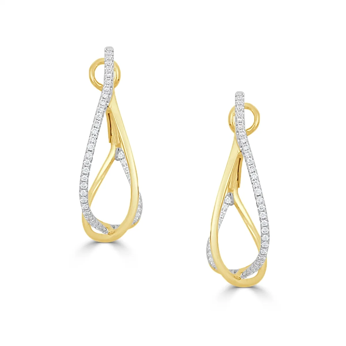 Frederic Sage 14K Yellow Gold Crossover Hoop Diamond Earrings