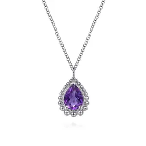 Gabriel & Co. Silver Amethyst Drop Style Pendant NK7097SVJAM