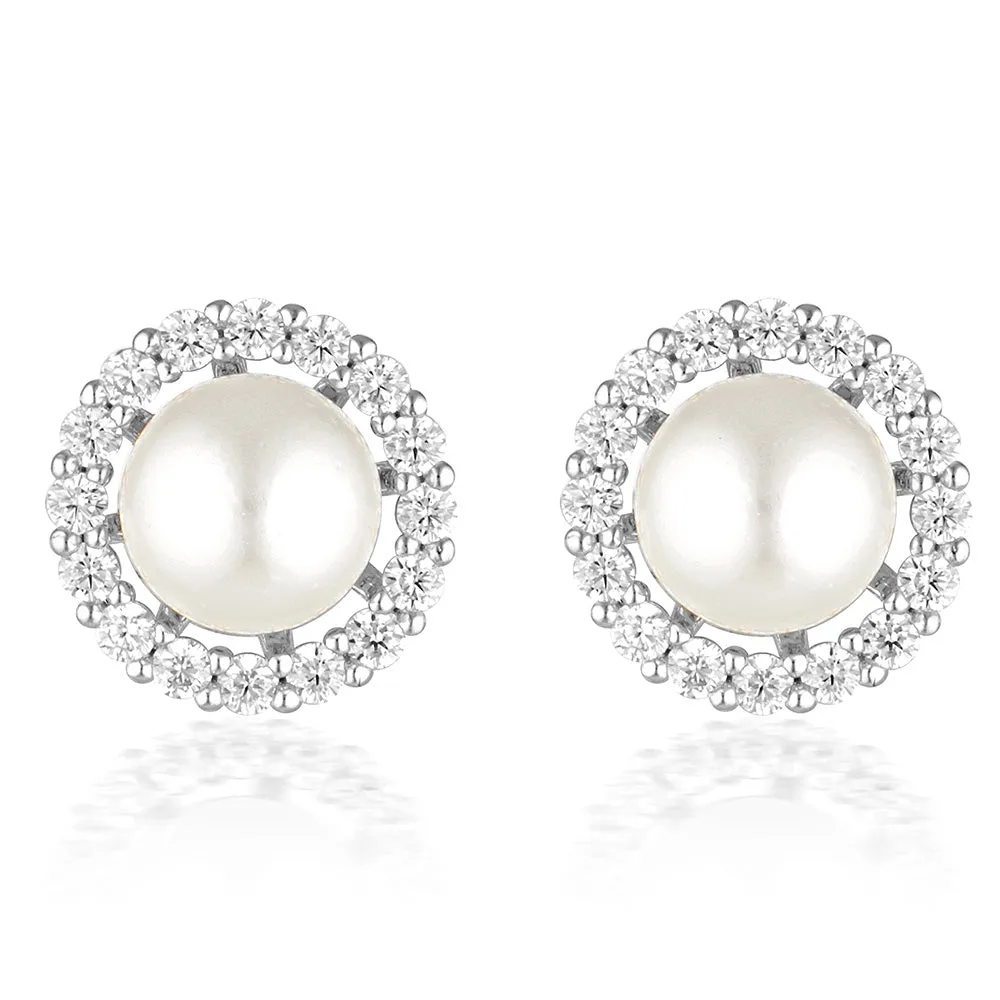 Georgini Noel Nights Sterling Silver Esteem Pearl Stud Earrings