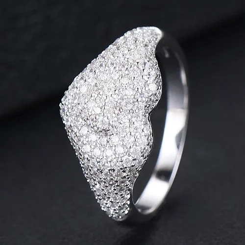 GODKI New Collection Trendy Heart AAA Cubic Zircon Stackable Chic Ring For Women Wedding DUBAI Bridal Statement Finger Ring 2019