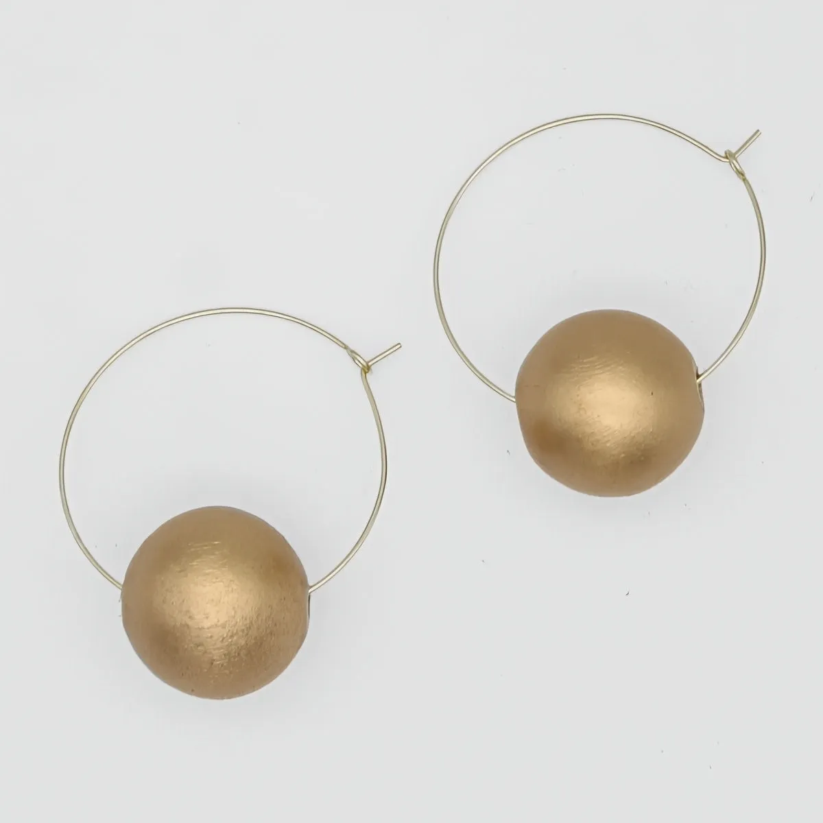 Gold Ball Hoop Dangle Earring