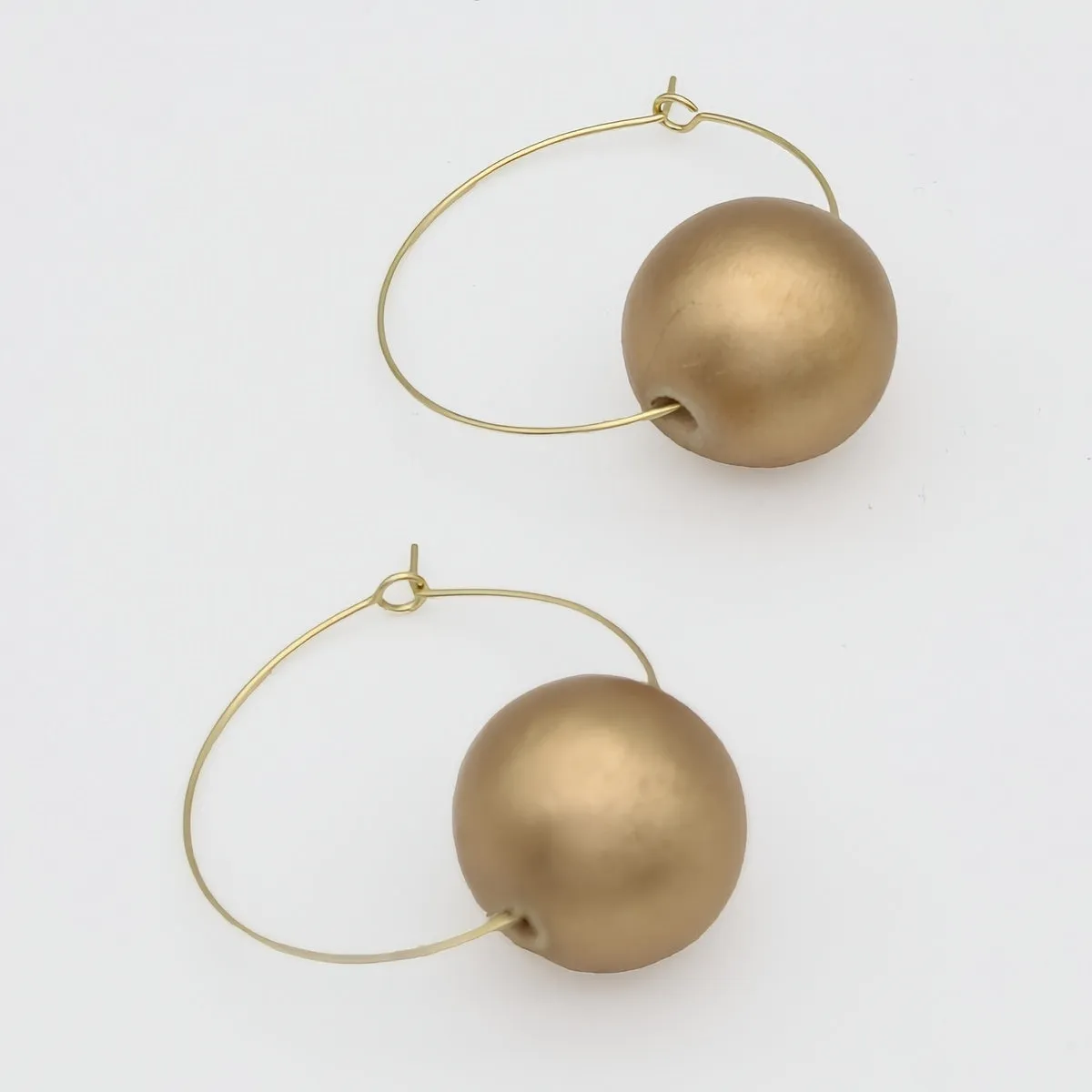 Gold Ball Hoop Dangle Earring