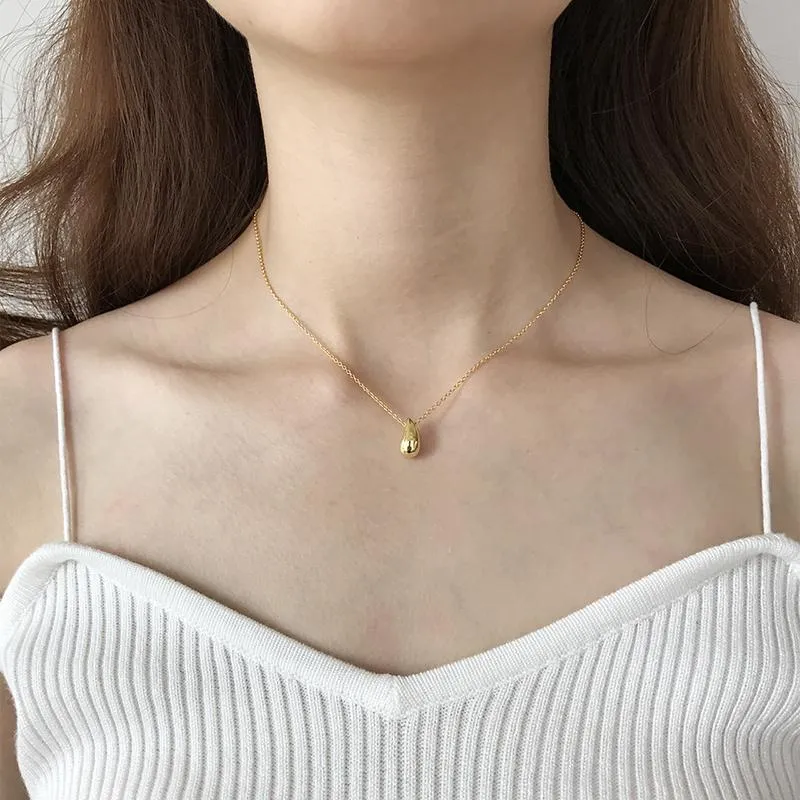 Gold Color Water Drop Pendant Necklaces