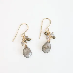 Gold Filled Labradorite Rondelle Cluster Earring