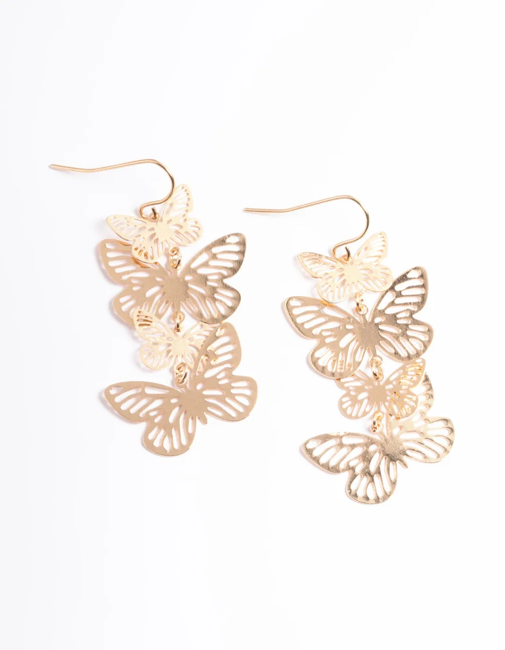 Gold Fine Butterfly Drop Earrings