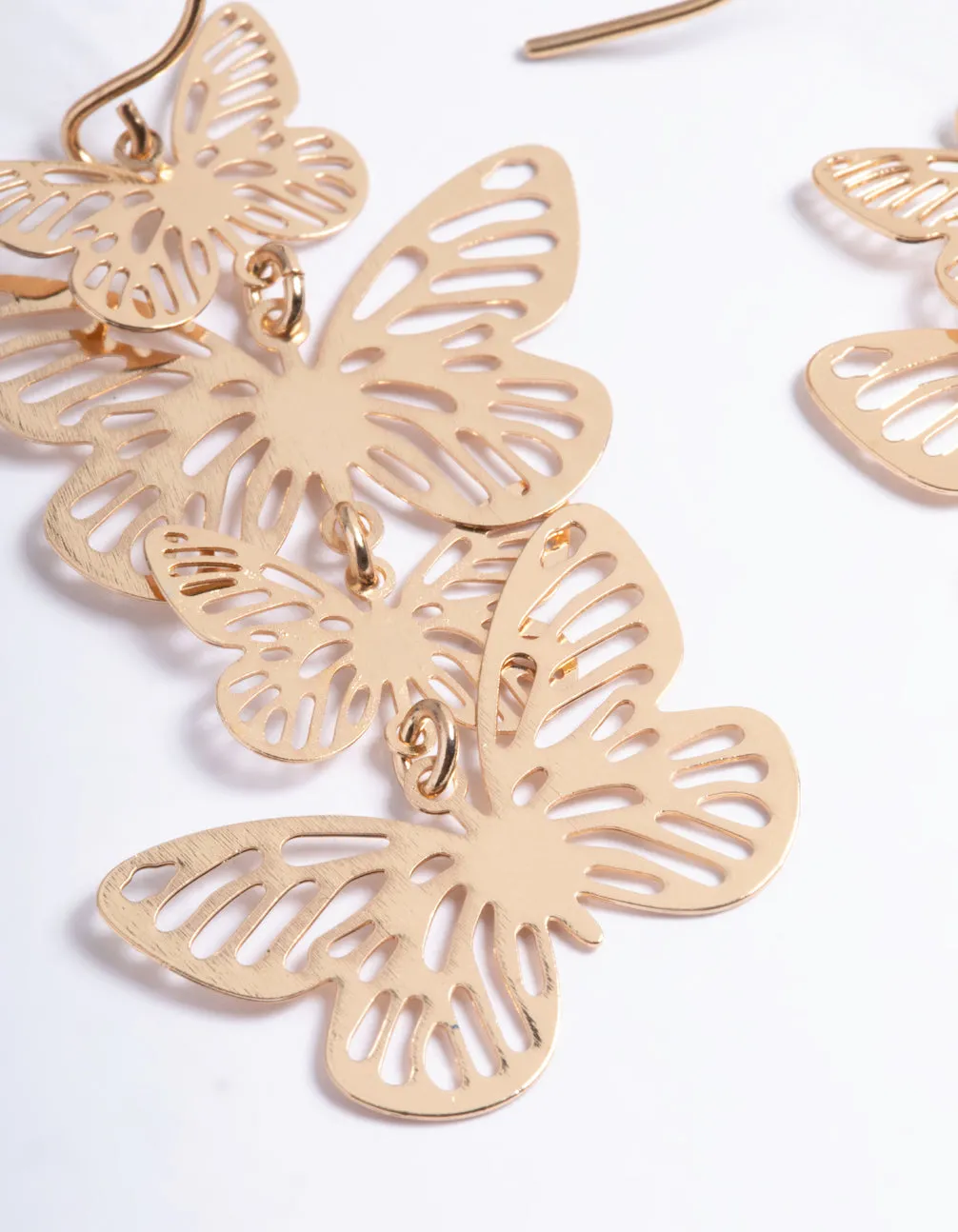 Gold Fine Butterfly Drop Earrings