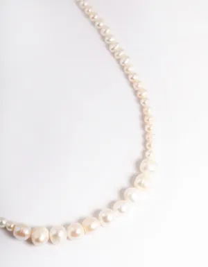 Gold Plated Gradual Freshwater Pearl Necklace