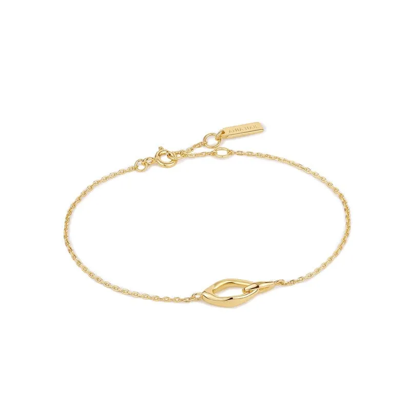 Gold Wave Link Bracelet