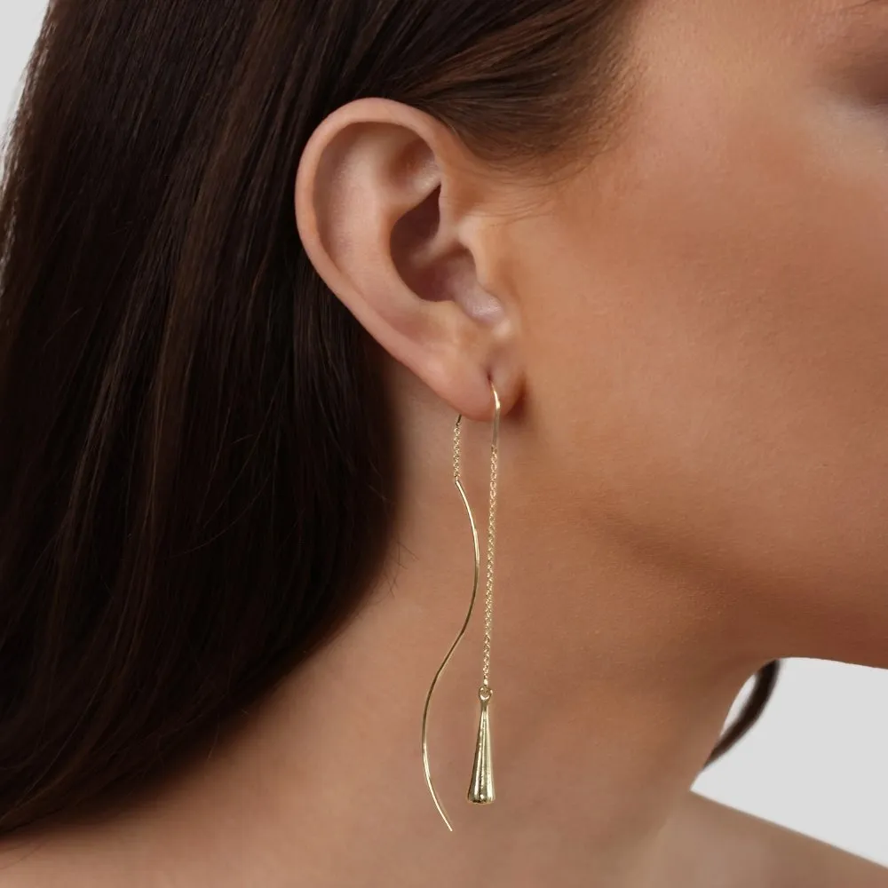 Golden Teardrop Tassel Earrings