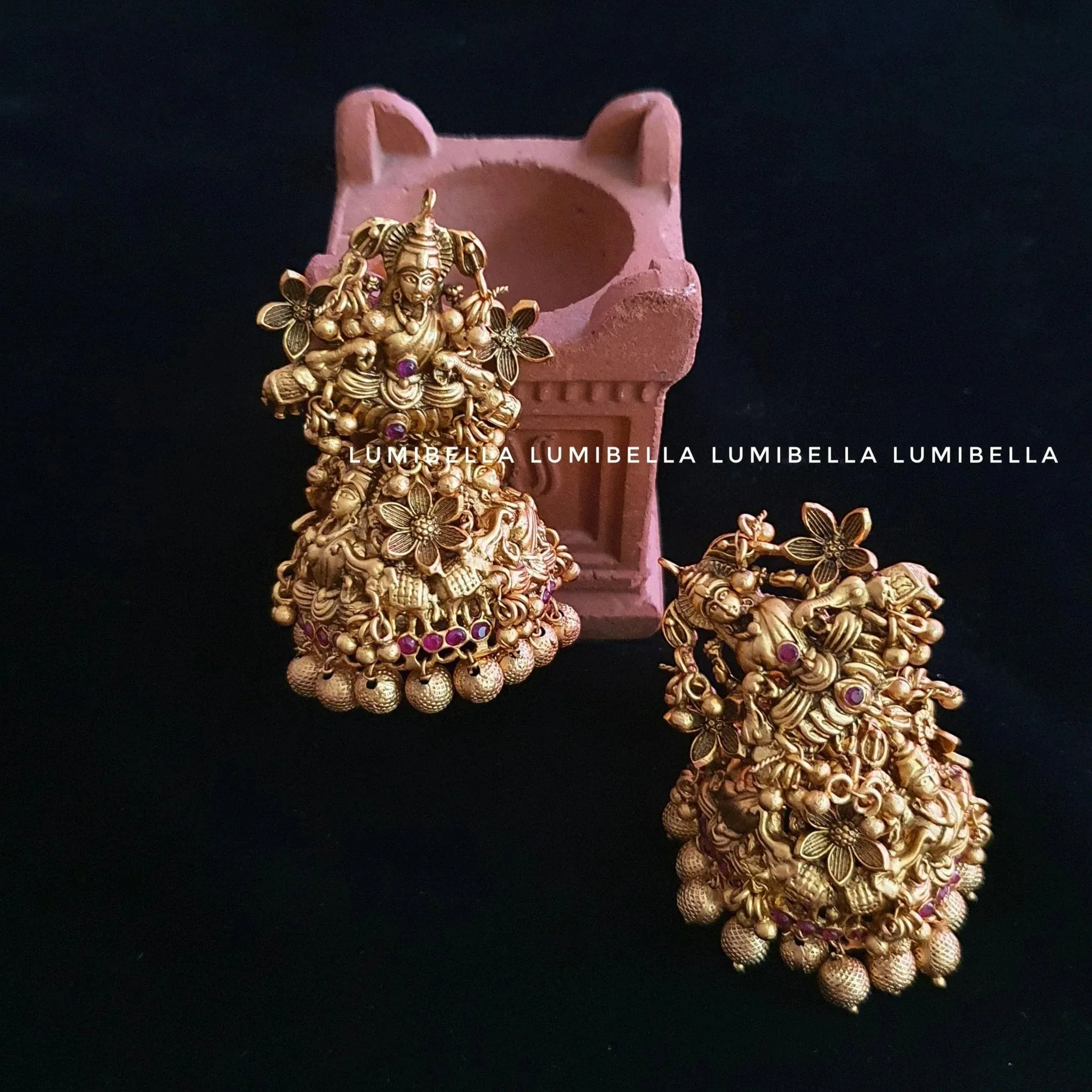 Heavy Temple Laxmi style Large Jhumka Earrings