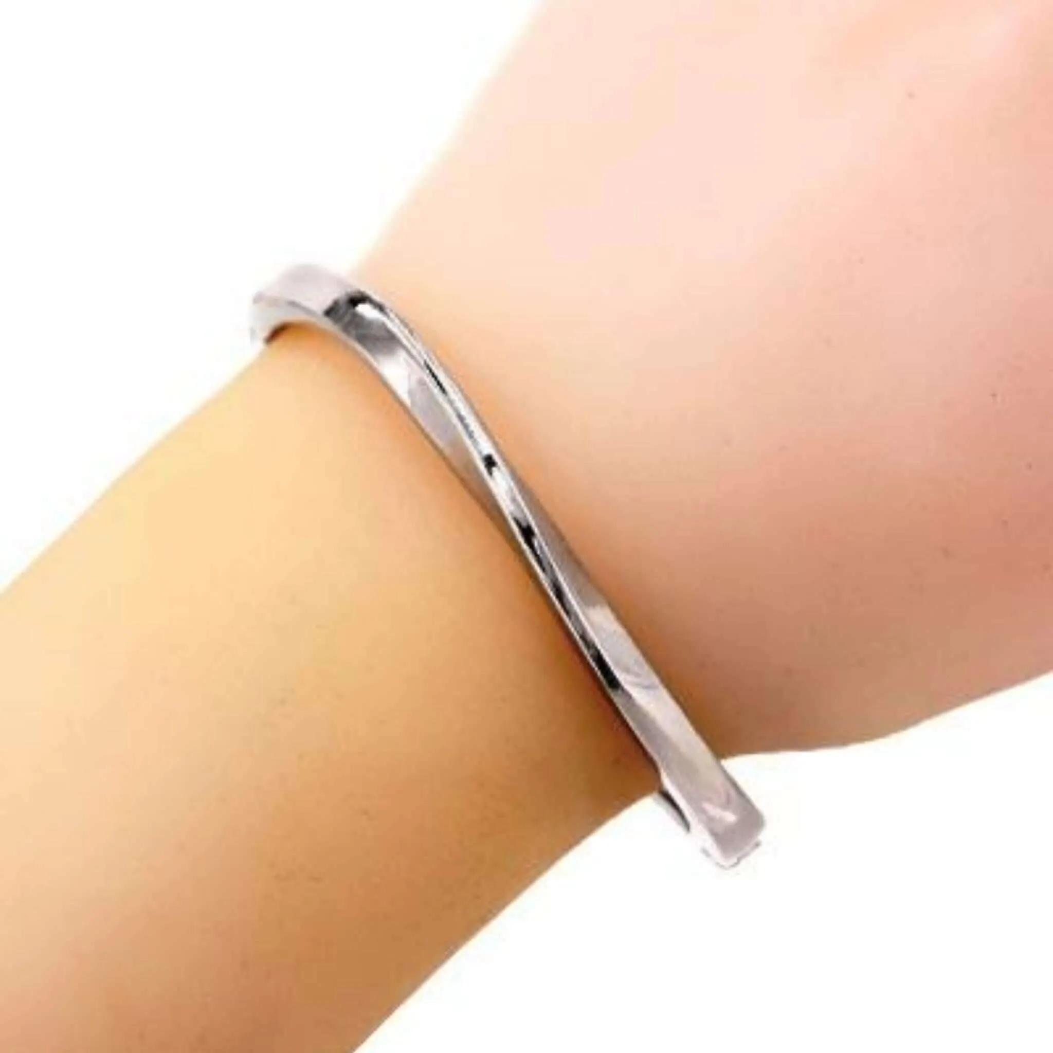 Hinged Silver Bangle Bracelet