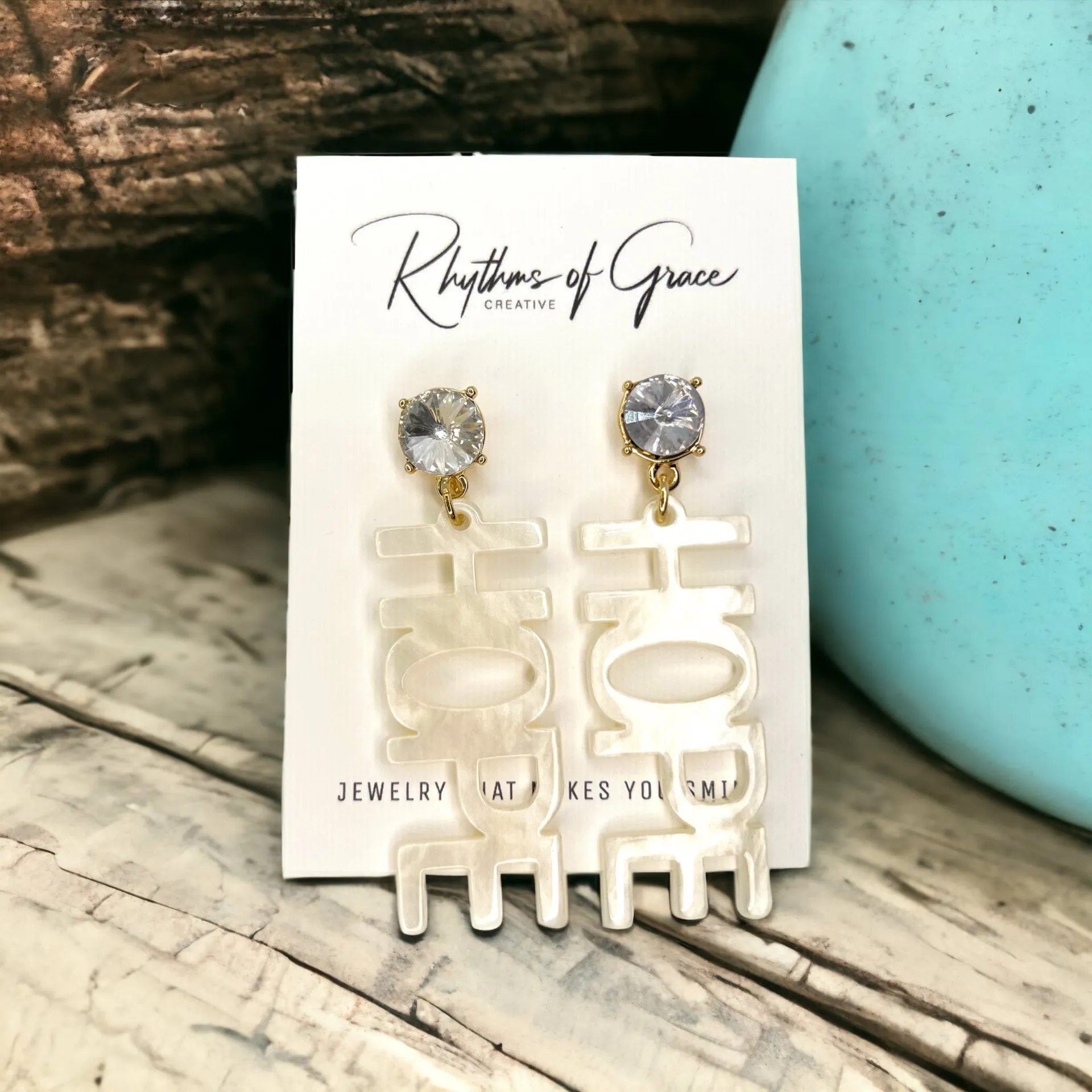 Hope Earrings - Inspirational Earrings, Handmade Earrings, White Earrings, Motivational Gift