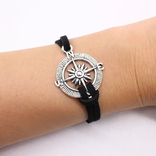 Hot sale Tree of Life Leather charm Bracelets Bangle Black Rope chain anchor bike OWL cross Heart Jewelry For unisex men Women