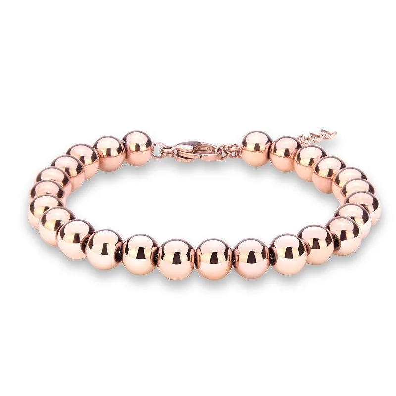 Hot Trendy Silver/Rose/18K Gold Filled 316L Stainless Steel Beads Bracelets Female Women Bangles Wholesale Jewelry Factory Price