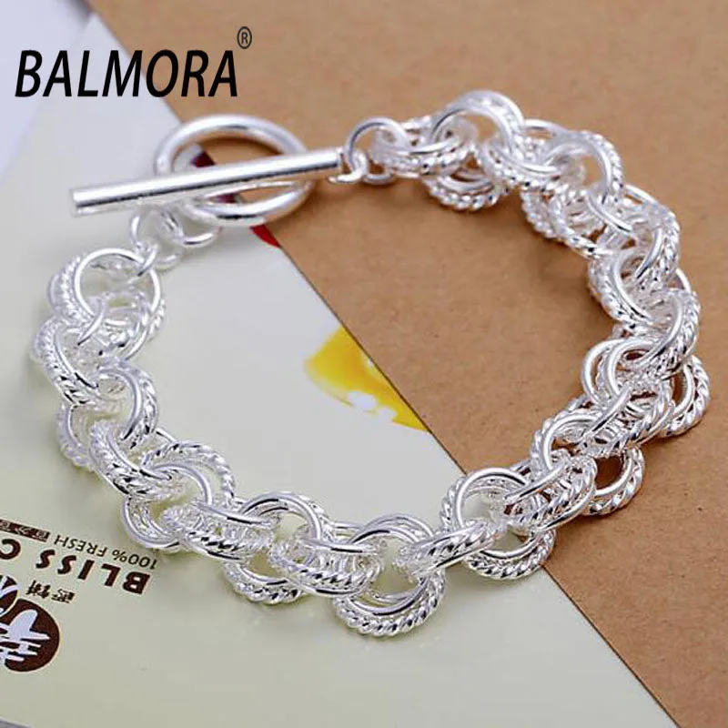 Hot Wholesale Silver Plated Bracelets about 20cm Long Silver Charm Bracelet Bangle for Women Female Party Gifts Fashion Jewelry