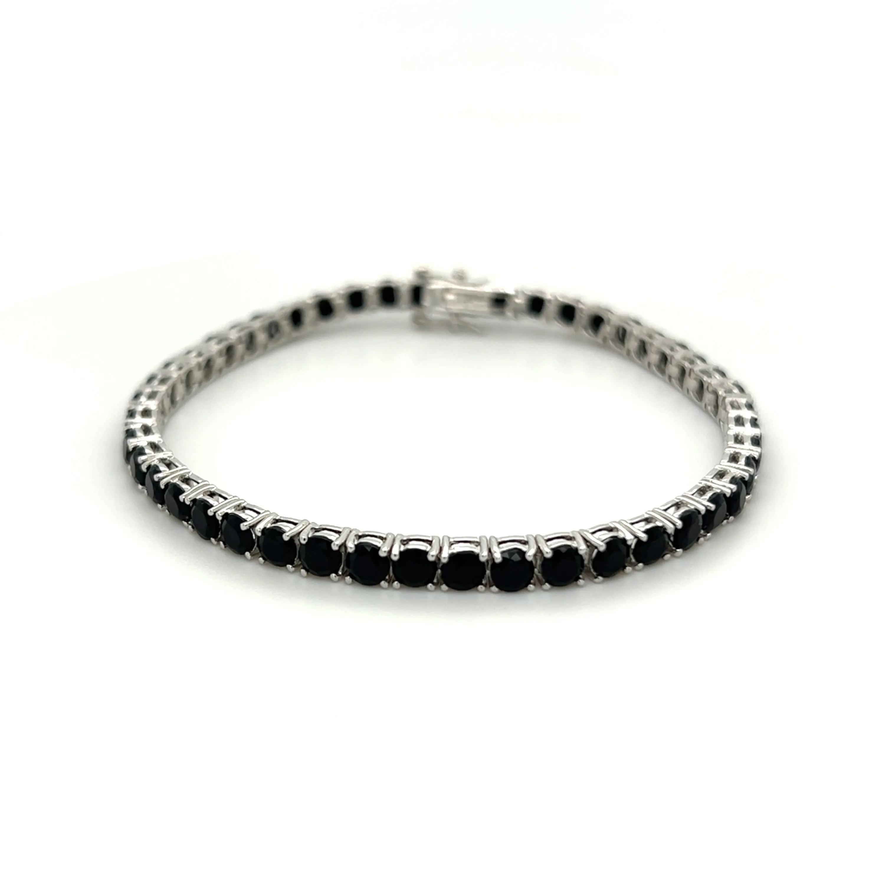 Ibiza Black CZ’s on Silver 4 Prong Tennis Bracelet