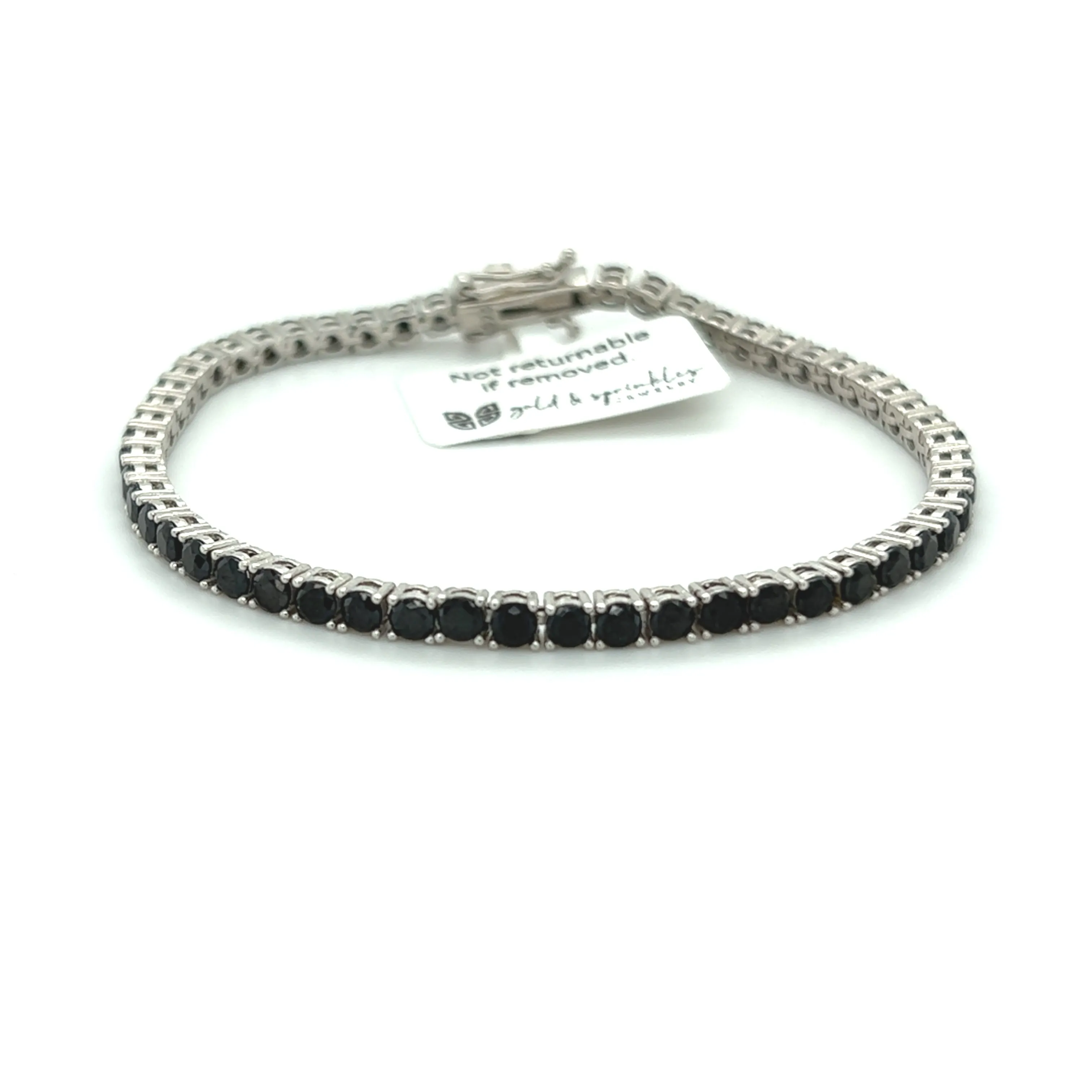 Ibiza Black CZ’s on Silver 4 Prong Tennis Bracelet