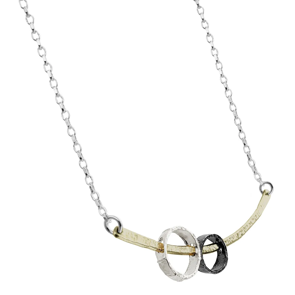 Israeli Sliding Textured Orbs Bar Necklace