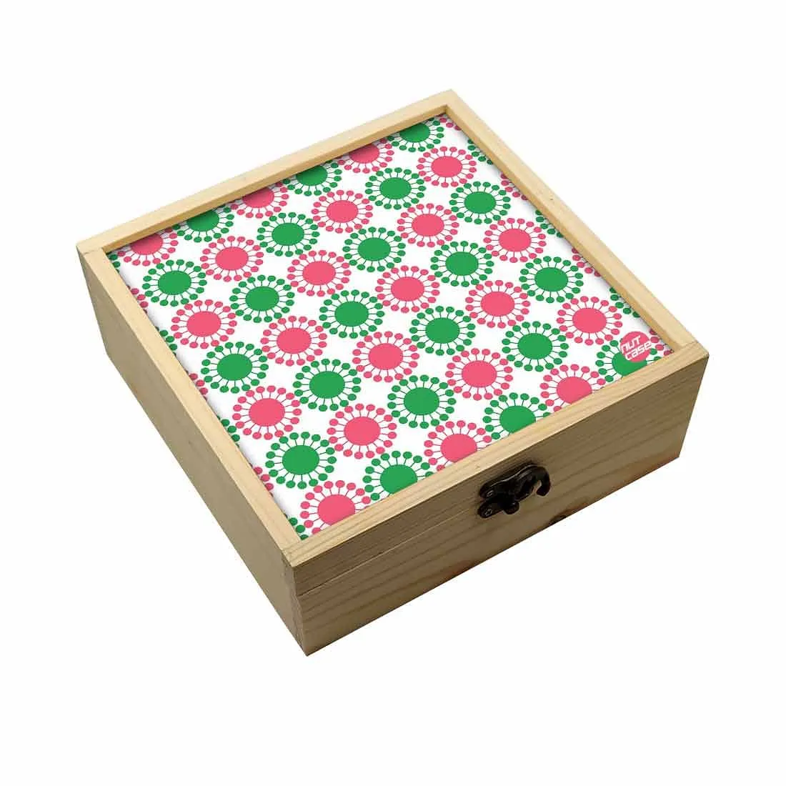 Jewellery Box Makepup Organizer -  Green And Pink Floral