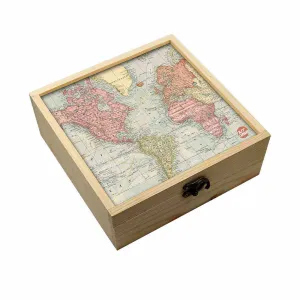 Jewellery Box Makepup Organizer -  Vintage Map