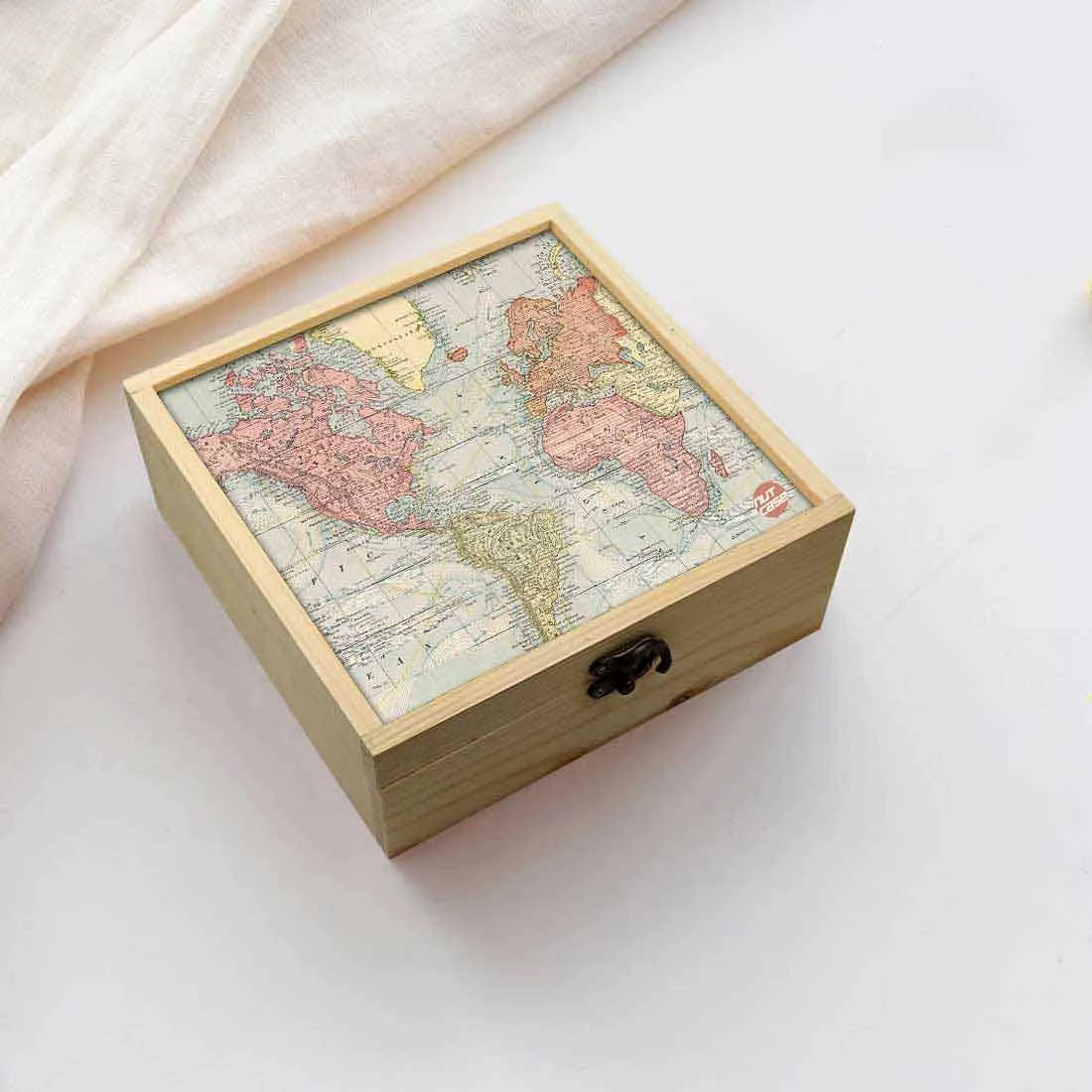 Jewellery Box Makepup Organizer -  Vintage Map