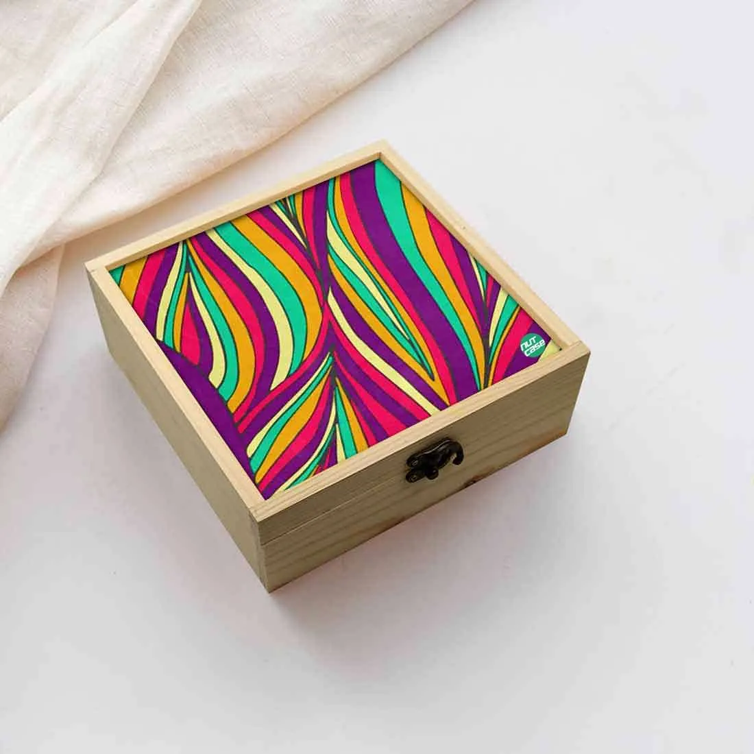 Jewellery Box Wooden Jewelry Organizer -  Colorful Strip