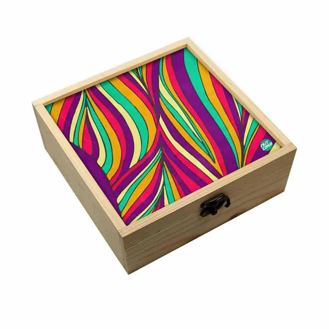 Jewellery Box Wooden Jewelry Organizer -  Colorful Strip