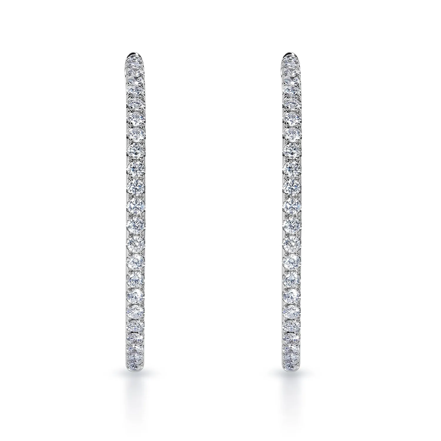 Kamari 2 Carat Round Brilliant Diamond 34.5 mm Hoop Earrings in 18k White Gold