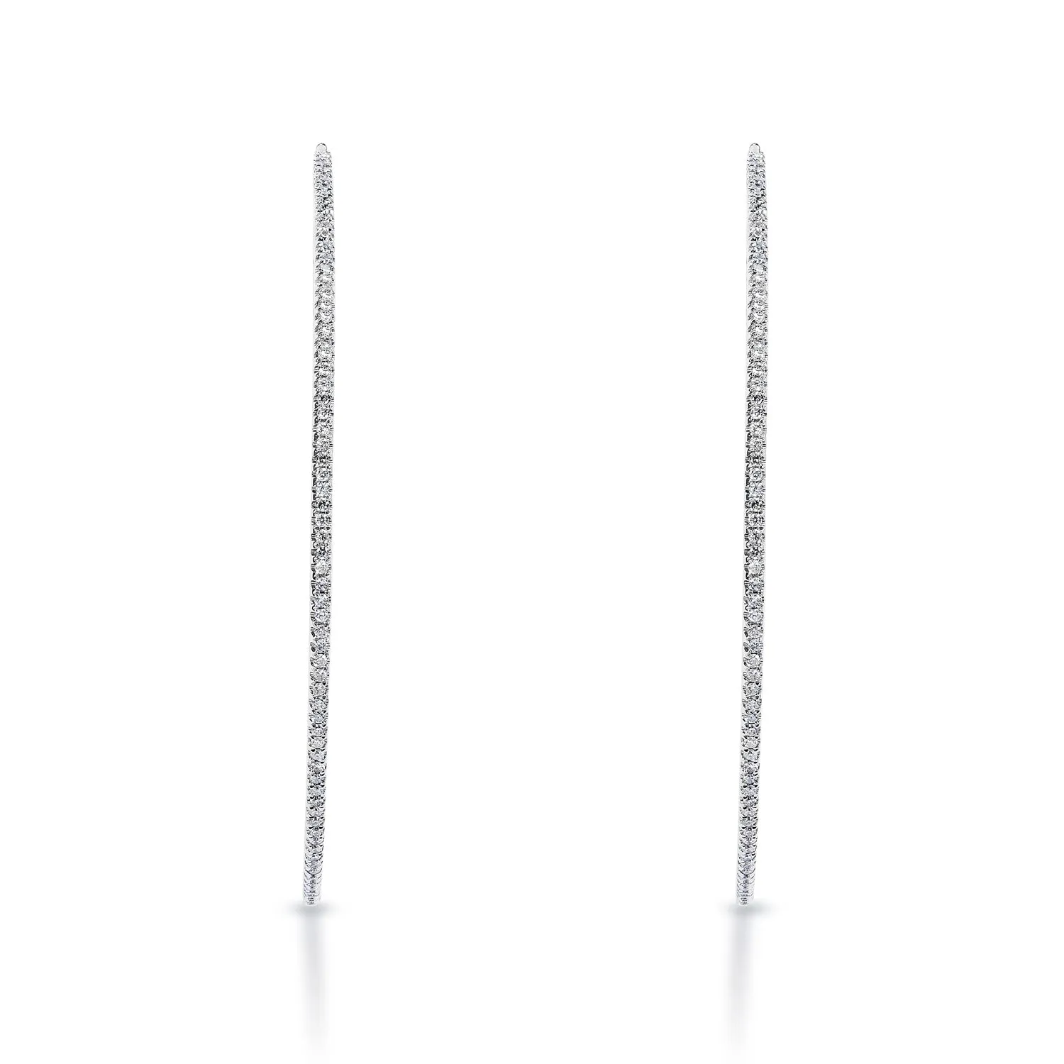 Karla 2 inch Whisper Thin Diamond Hoop Round Brilliant Earrings in 14k White Gold