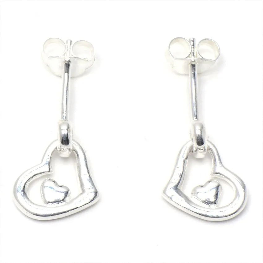 Keala Open Heart 925 Sterling Silver Drop Earrings